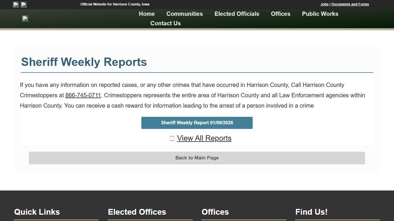 Sheriffs Weekly Reports - Harrison County, Iowa